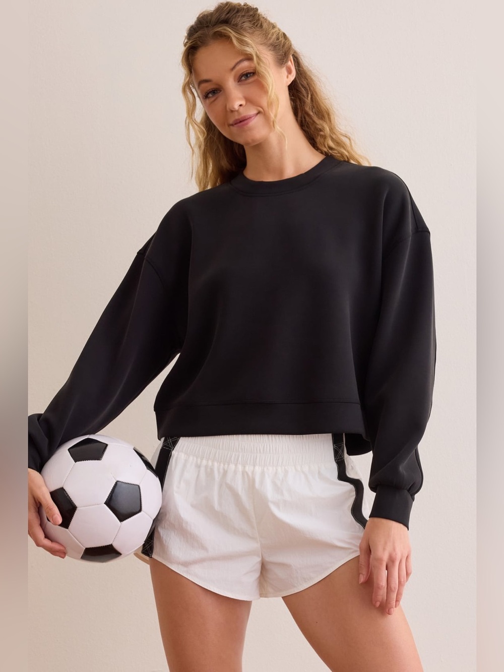 Altar’d State AS Revival Supersoft Crew Pullover Sweatshirt Black Minimal Lounge